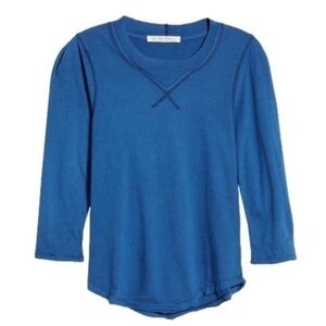 WE THE FREE CLOVER PUFF SHOULDER TOP IN MIDNIGHT HOUR SIZE XS